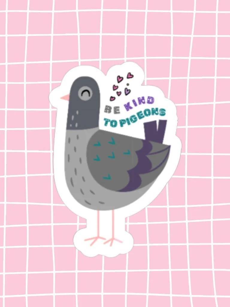 Be Kind To Pigeons - Cute Vinyl Sticker For Pigeon Lovers