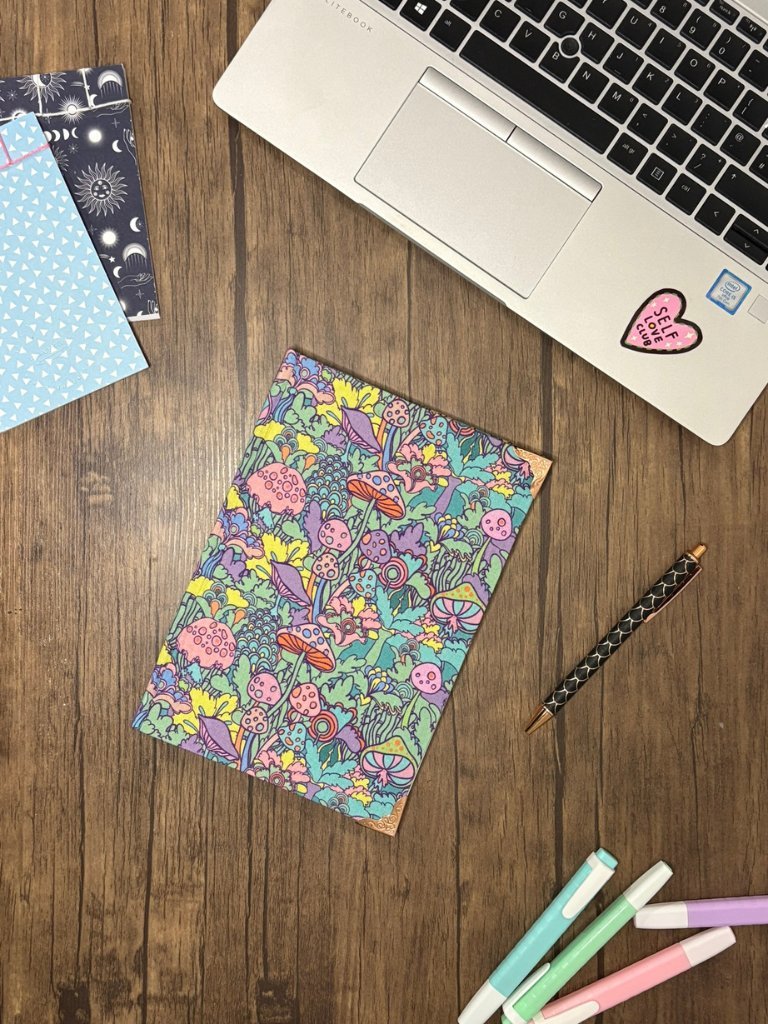 Psychedelic Shrooms Hardcover Notebook With Funky Pastel Design