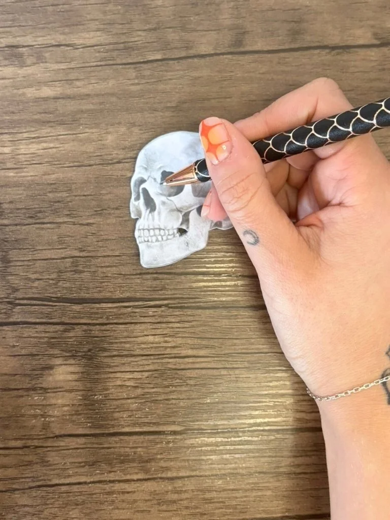 Handmade Scary Skull Memo Pad | Halloween Stationery