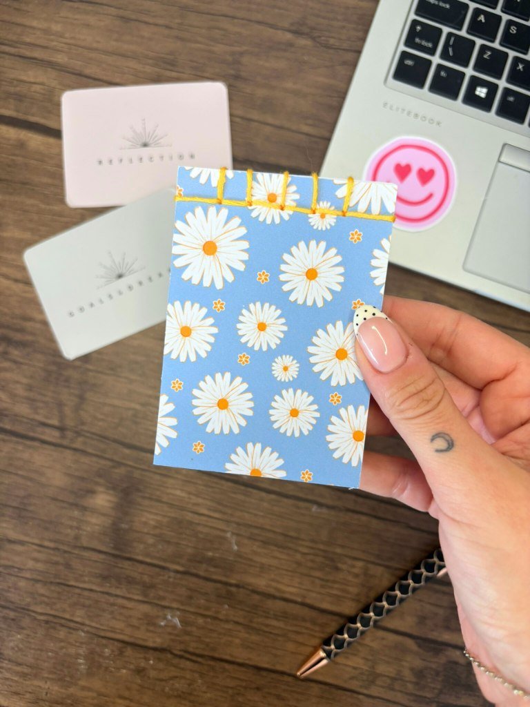 Handmade Mini Notebook With Daisy Art