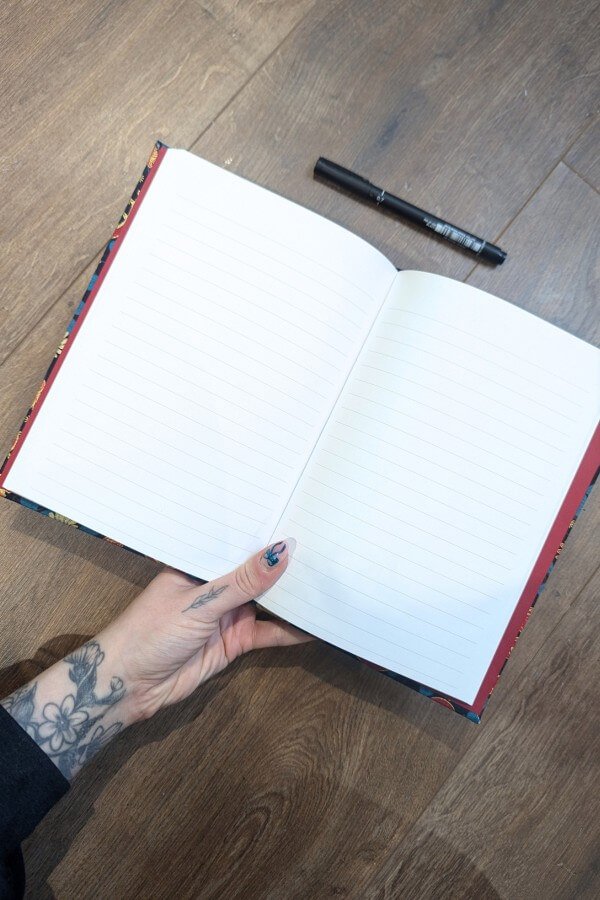 Handmade Hardcover Notebook In Black With Red And Gold Dragons