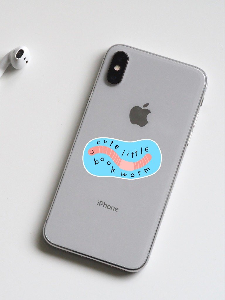 Cute Bookworm Sticker