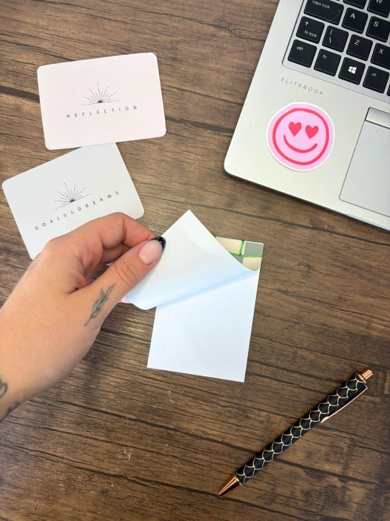 Green And Yellow Checked Mini Notebook With Smiling Faces