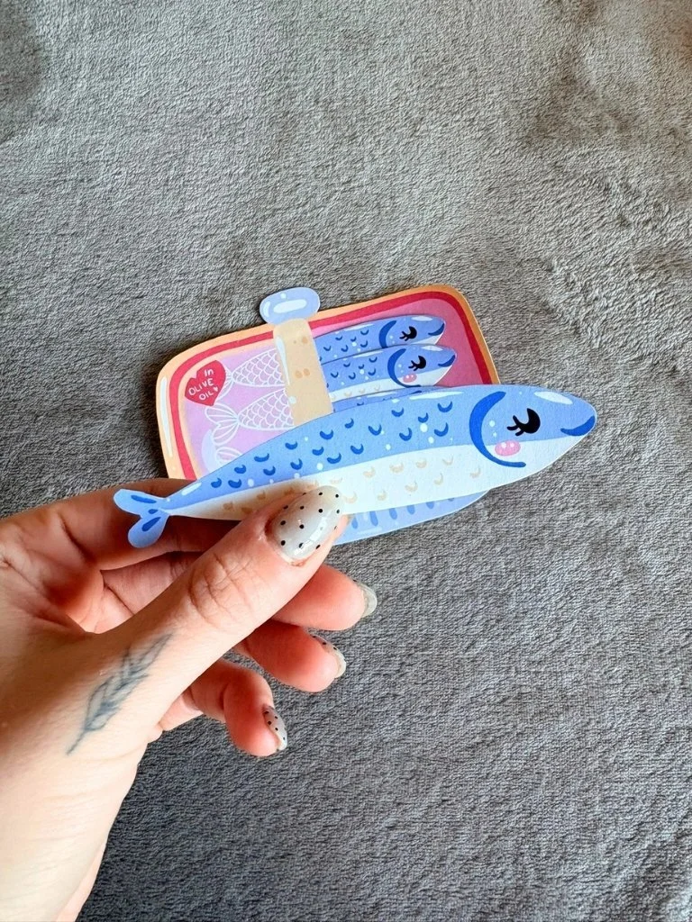 Handmade Bookmark Set of 4 Sardine Bookmarks