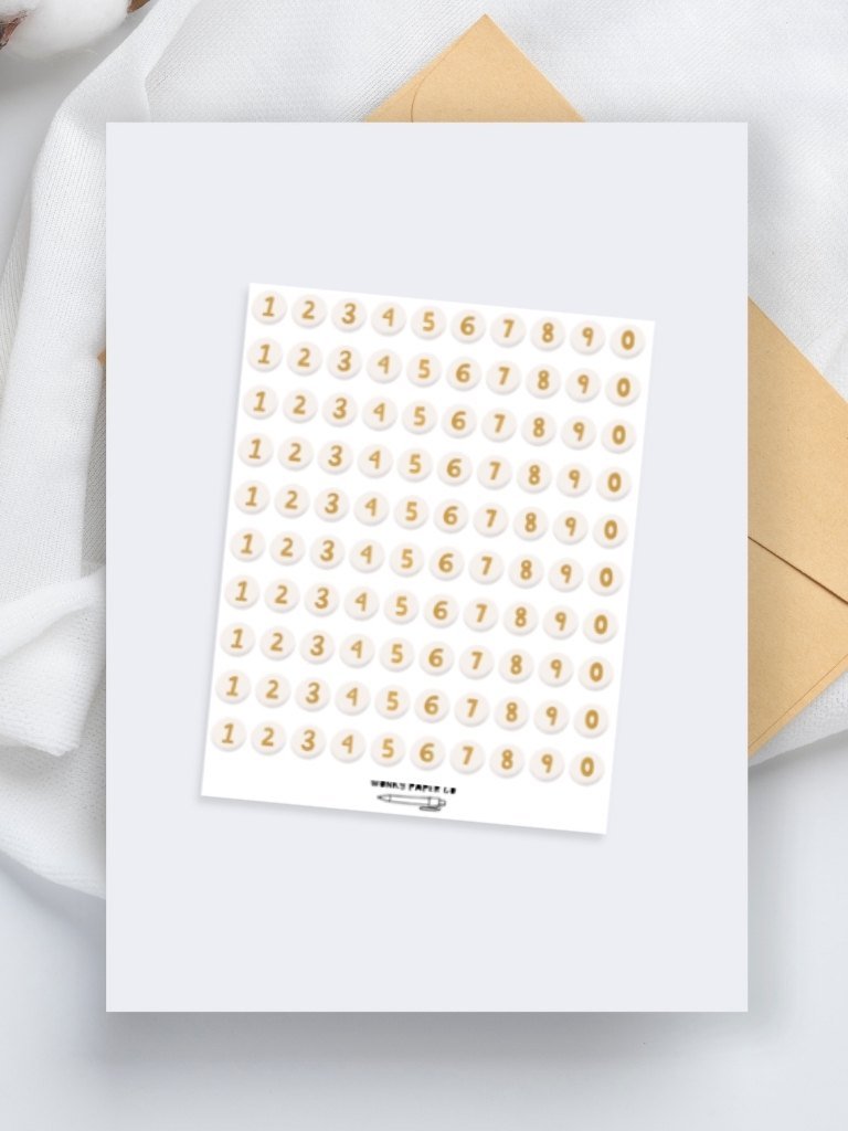 Friendship bracelet bead sticker sheet - number stickers for journaling