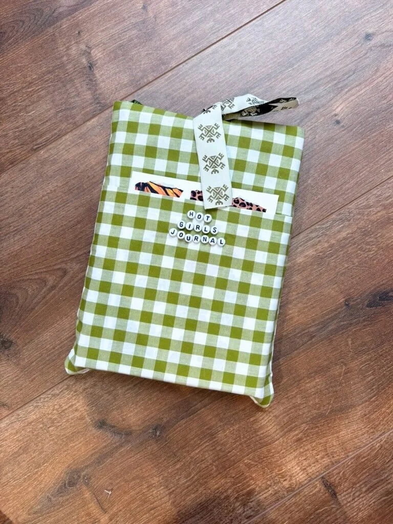 Hot Girls Journal - Handmade Sage Checked Gingham Journal & Book Bag