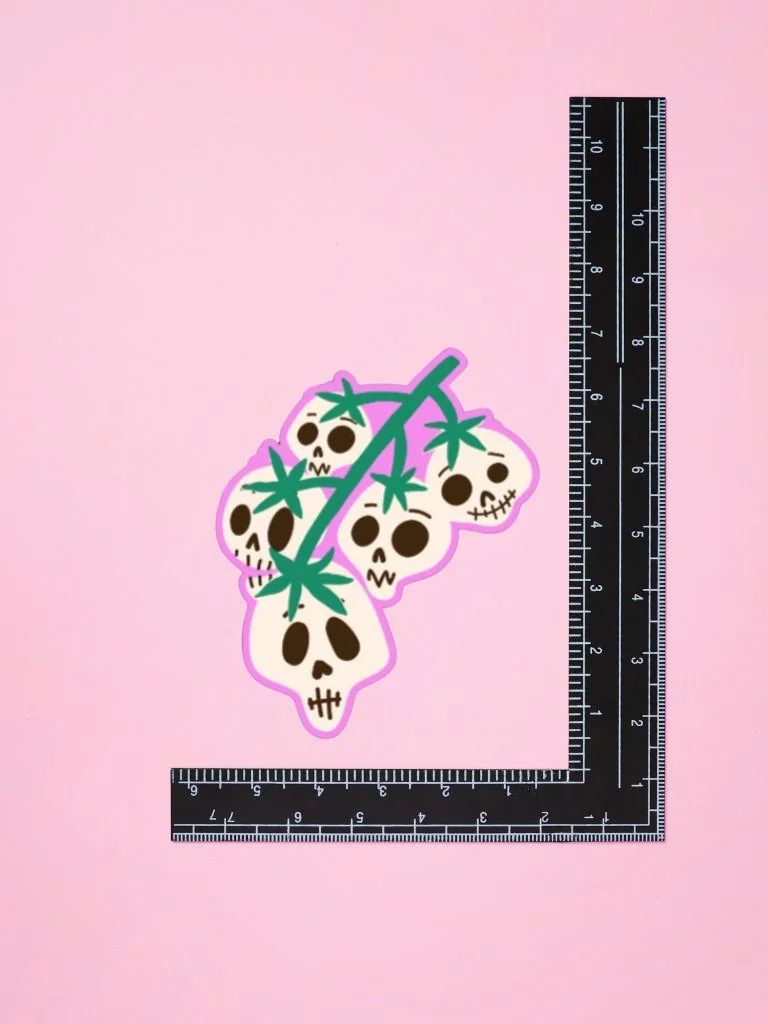 Cherry Skulls Sticker - Weird Skull Vinyl Sticker