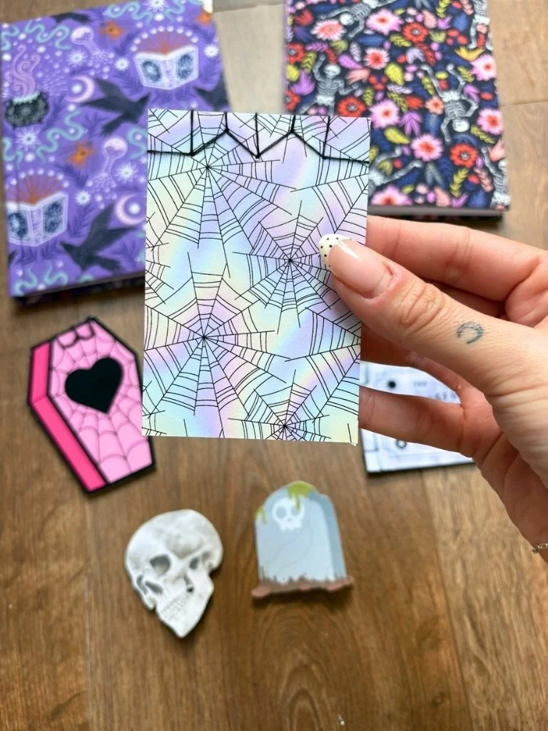 Mini Handmade Notebook With Spider Web Design | Halloween Stationery