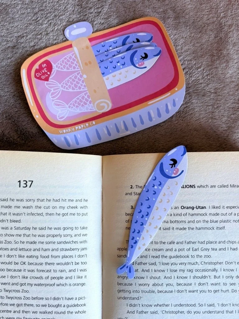 Handmade Bookmark Set of 4 Sardine Bookmarks