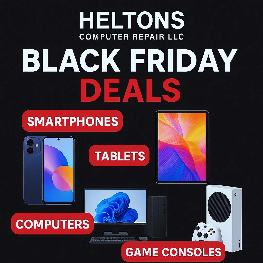 🚨 BLACK FRIDAY REPAIR DEALS ARE HERE! 🚨
💻📱🎮 At Heltons Computer Repair LLC, we&rsquo;re slashing prices on tech repairs to thank our amazing customers!

☎️ SMARTPHONE REPAIRS &ndash; 💥 20% OFF cracked screens, batteries &amp; charging ports!
📱
