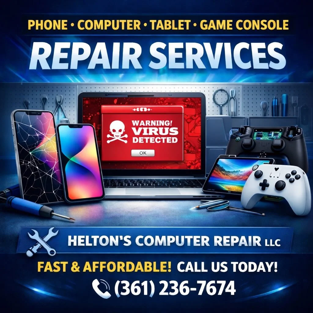 Broken device? We fix it. Period.

📱💻📲🎮 Phones &bull; Computers &bull; Tablets &bull; Game Consoles

📍 1013 E. Main St, Alice, TX
📞 (361) 236-7674
🚶 Walk in and get it fixed.