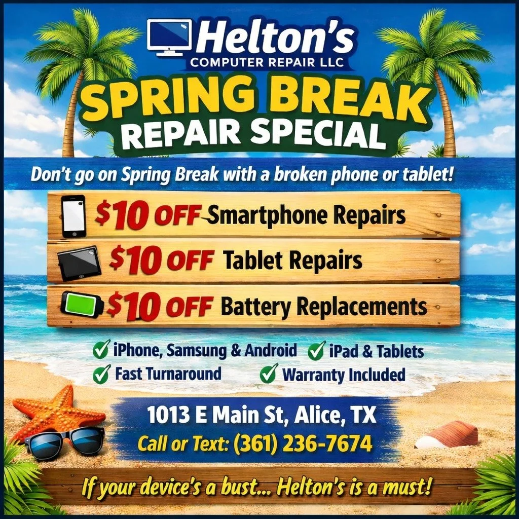 🌴 SPRING BREAK REPAIR SPECIAL 🌴
Don&rsquo;t go on Spring Break with a broken phone or tablet!

📱 $10 OFF Smartphone Repairs
📲 $10 OFF Tablet Repairs
🔋 $10 OFF Battery Replacements

✔ iPhone, Samsung &amp; Android Repairs
✔ iPad &amp; Tablet Repa
