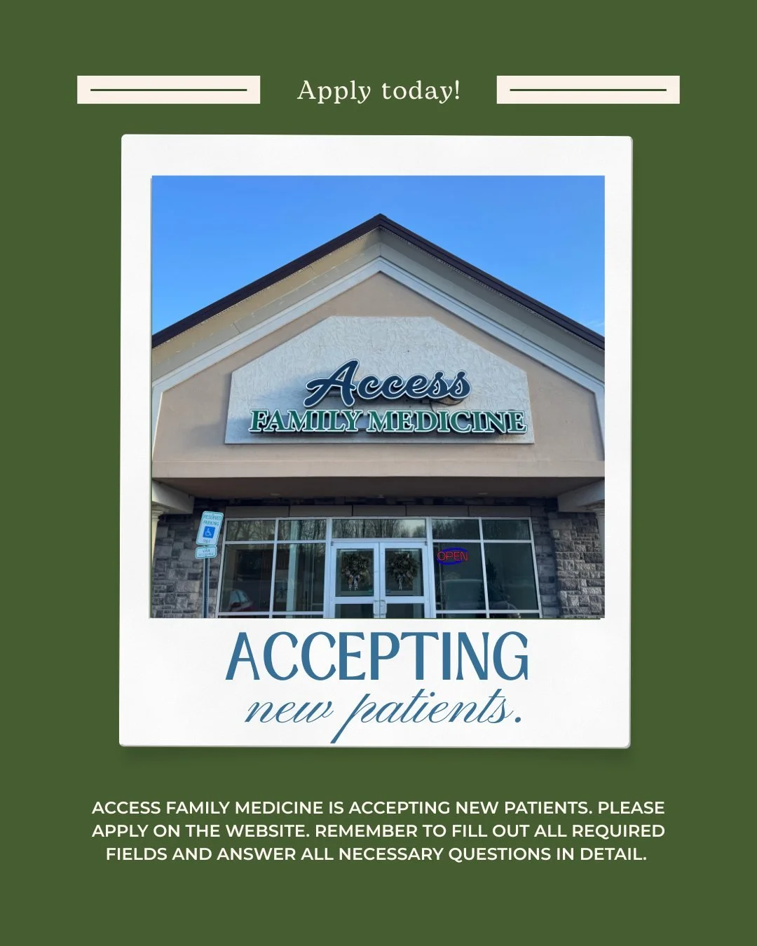 Katie is accepting new patients! Apply today on AFM's website. 😎