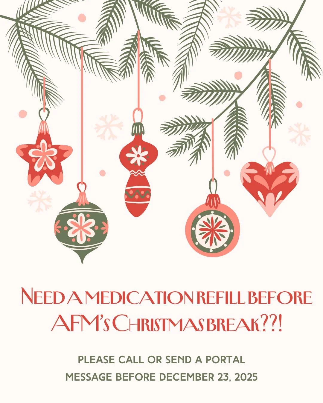 AFM will be closing for a Christmas break starting December 23 at 2:00 pm through December 26, 2025. AFM will return to the office on December 29, 2025, at 8:00 am.