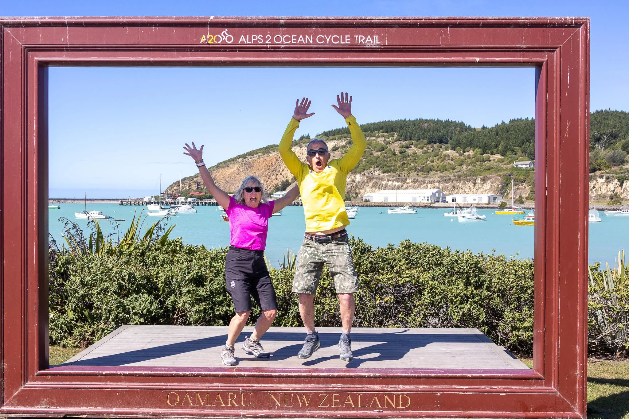 Finish line of Alps to Ocean (A20) Bike Tour