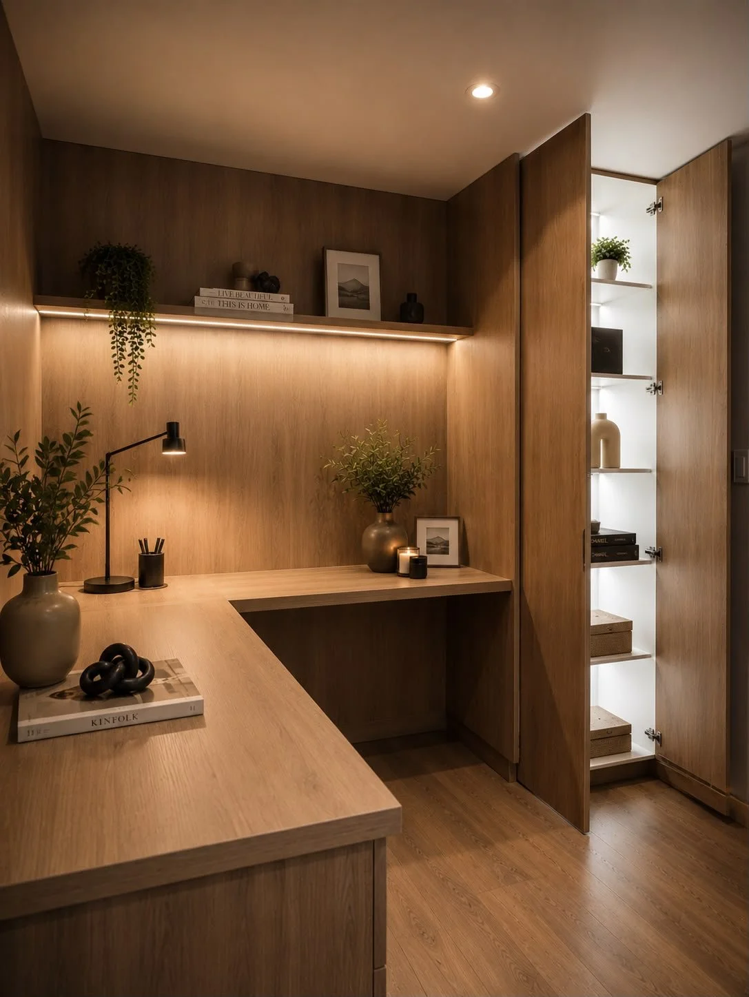 Mueble interior personalizado con iluminación cálida