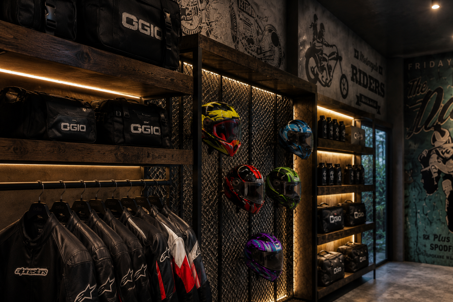 Zona de productos y equipamiento para motociclistas