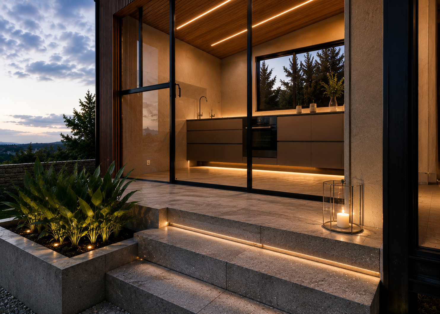 Glamping de madera y vidrio integrado a la naturaleza