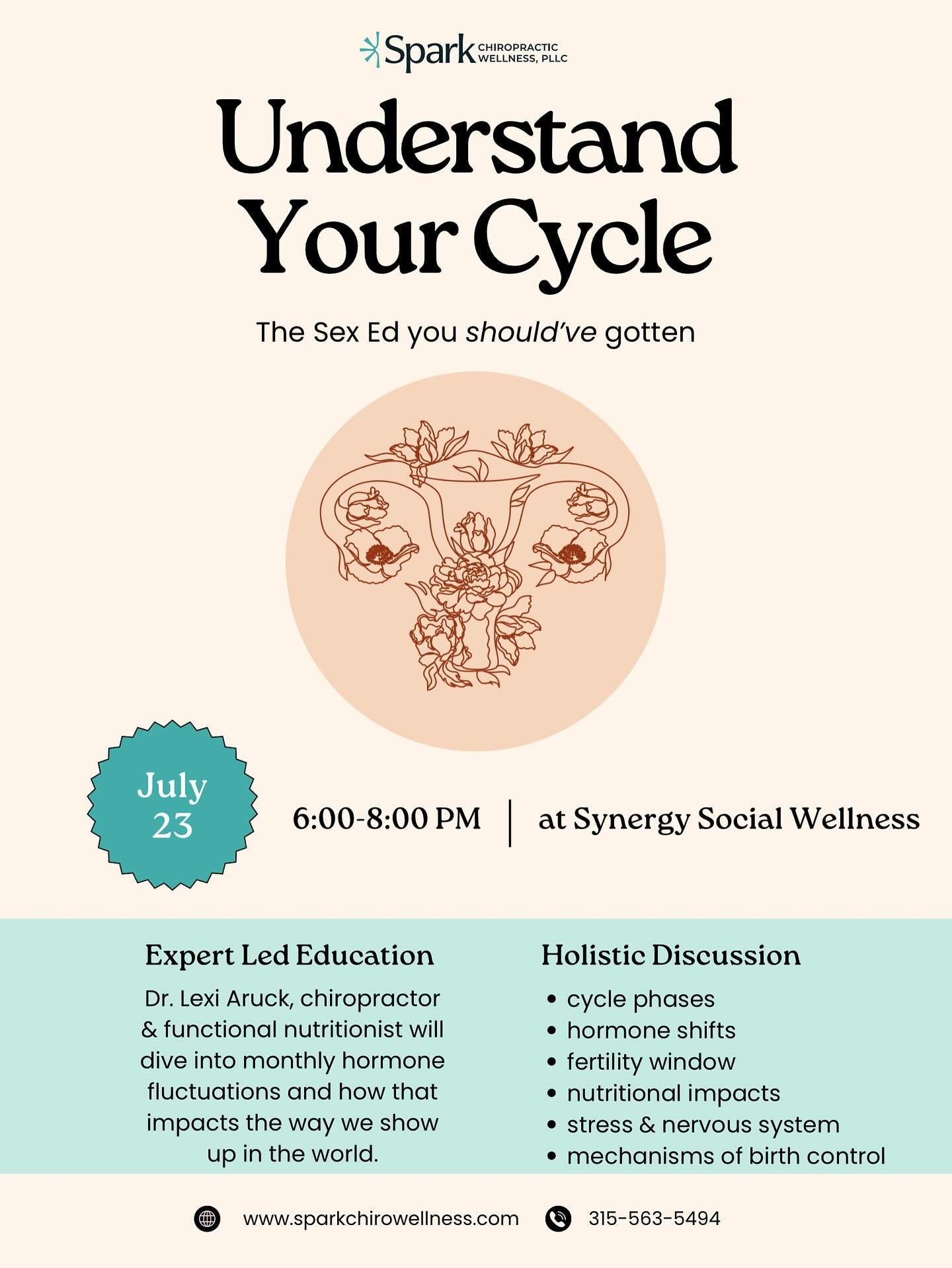 Calling all women, girls, moms, dads with daughters, students, teachers, and more: do you actually understand your monthly cycle?

Join Dr. Lexi for a comprehensive workshop that encompasses the sex education you should&rsquo;ve gotten but definitely