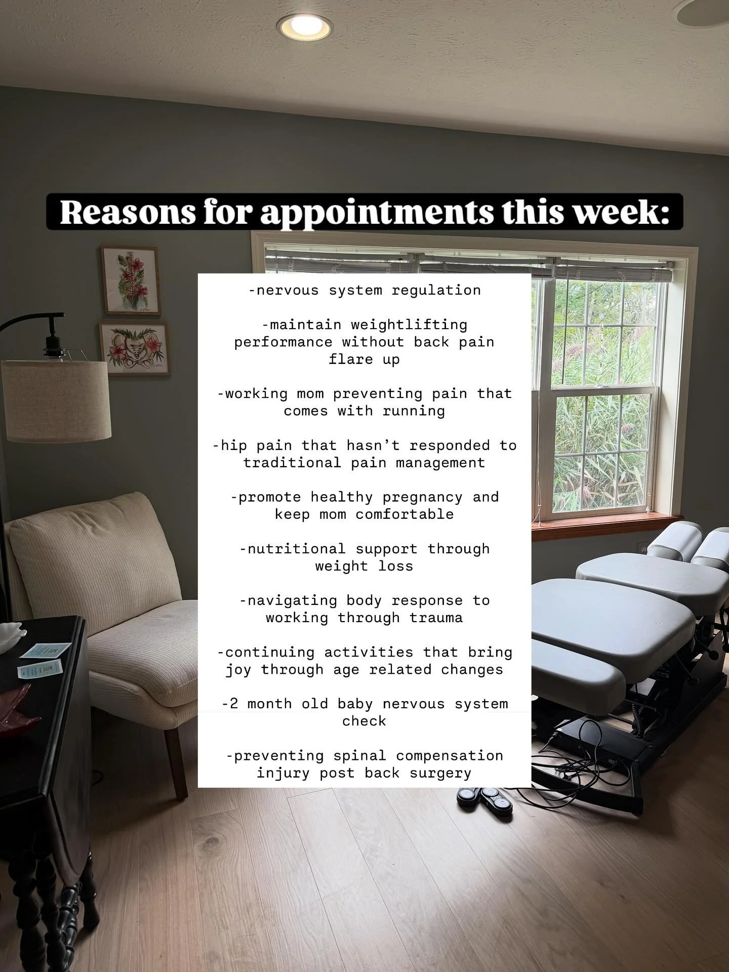 Chiropractic care does not begin or end with back pain. 

If you haven&rsquo;t caught on yet, it&rsquo;s a way to promote and maintain the life YOU want to life. 

We can help with so much more than just pain management. We specialize in wellness, pr