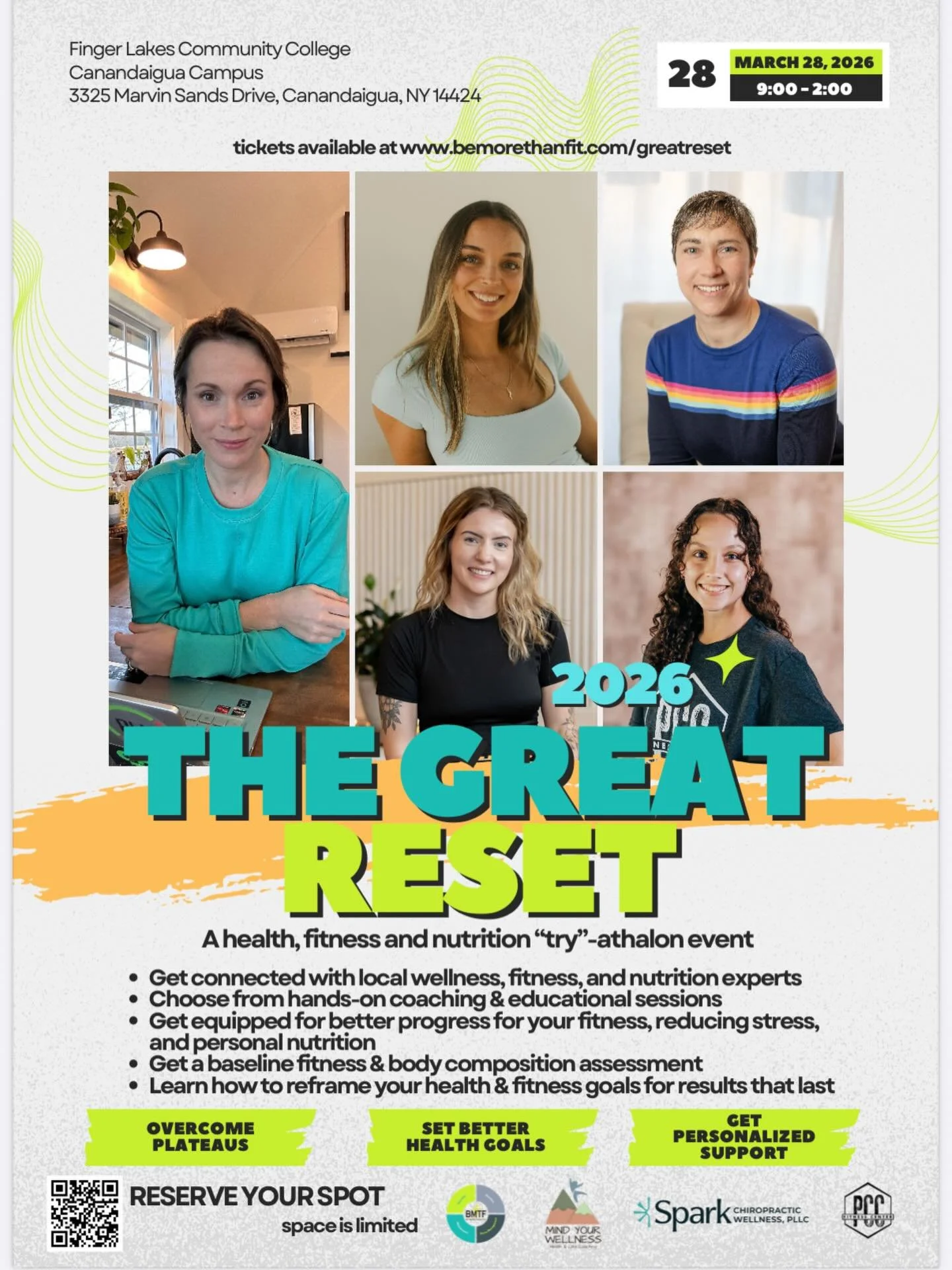 Come join us for a day dedicated to improving your exercise, nutrition, and stress levels. 

Dr. Lexi will be speaking on all things nervous system; from understanding what stress is to creating your own personal plan for improving resiliency. 

It&r