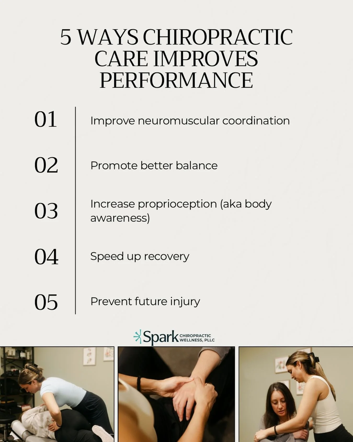 Level up your performance with chiropractic care!

To move efficiently, your brain and body need to be in perfect harmony. Ensure your nervous system is free of interference to make sure they&rsquo;re communicating properly. 
.
#chiropractic #perform