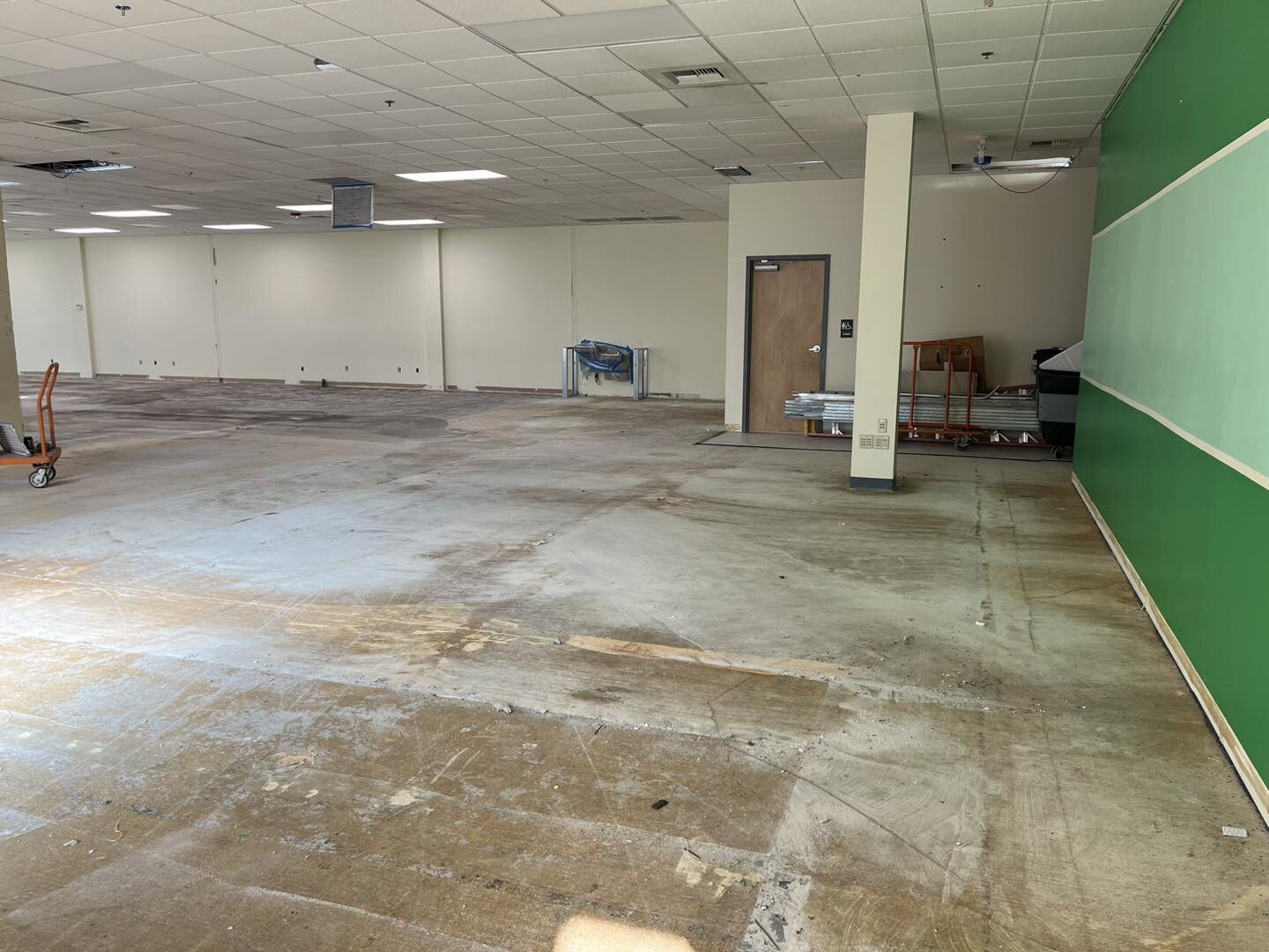 Demolition is complete, we love all of the natural light. Construction is scheduled to be finished 3/1/2024, with classes starting soon after!