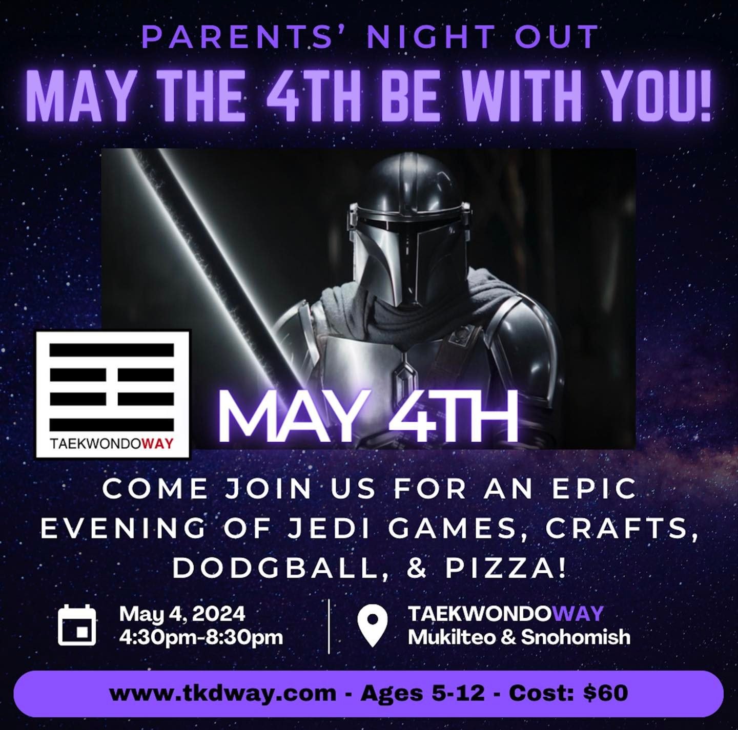 Today is the last day to register for tomorrow&rsquo;s Star Wars themed Parents&rsquo; Night Out! Students will decorate pool noodle light sabers, play themed games, and have pizza!