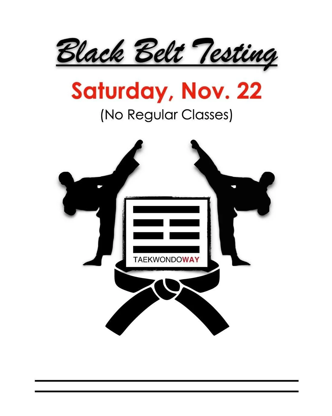 Good luck to all of our students testing for Black Belts tomorrow! It&rsquo;s a big achievement to reach this goal. 🎉