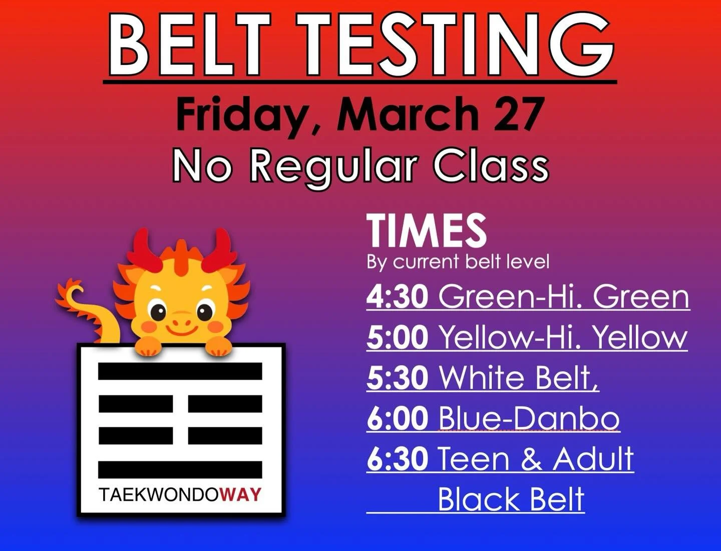 Today is Belt testing day!