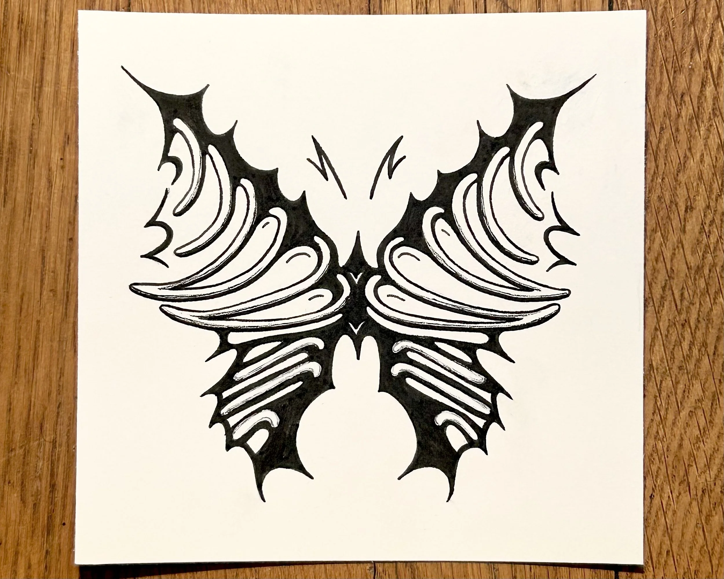 Butterfly Ribcage Ink Drawing - Print