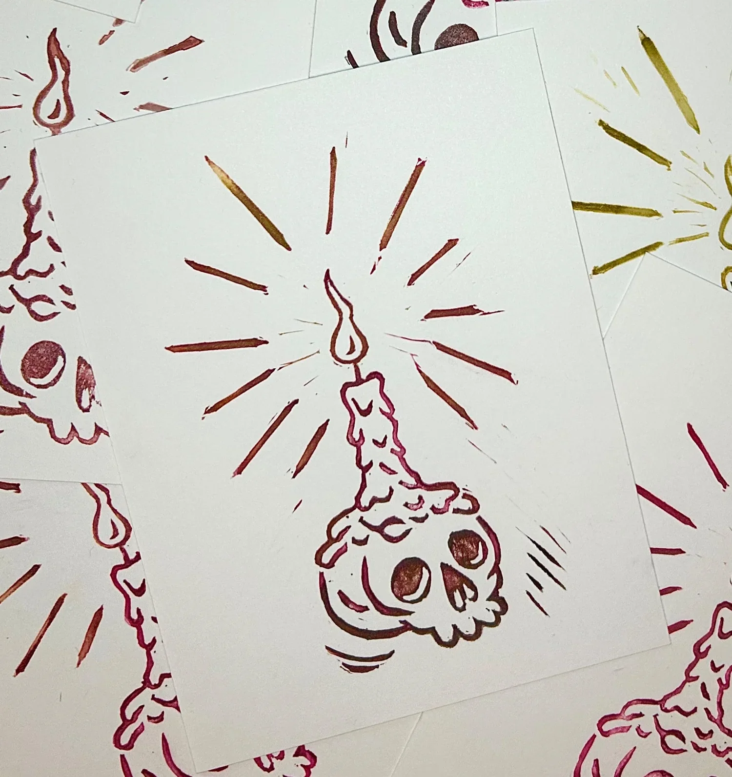 Skull Candle - Block Print