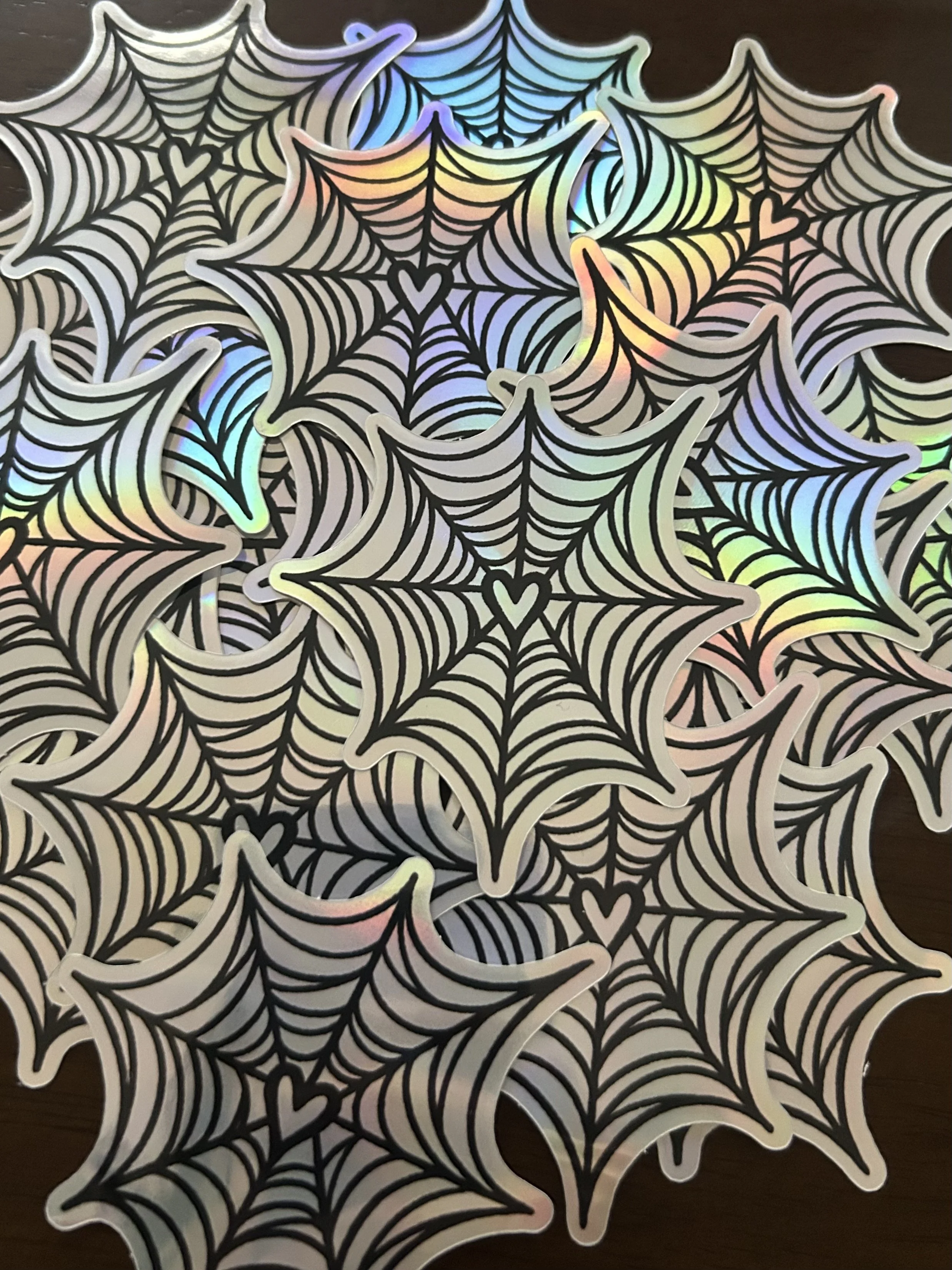 Holographic Spiderweb Heart Sticker