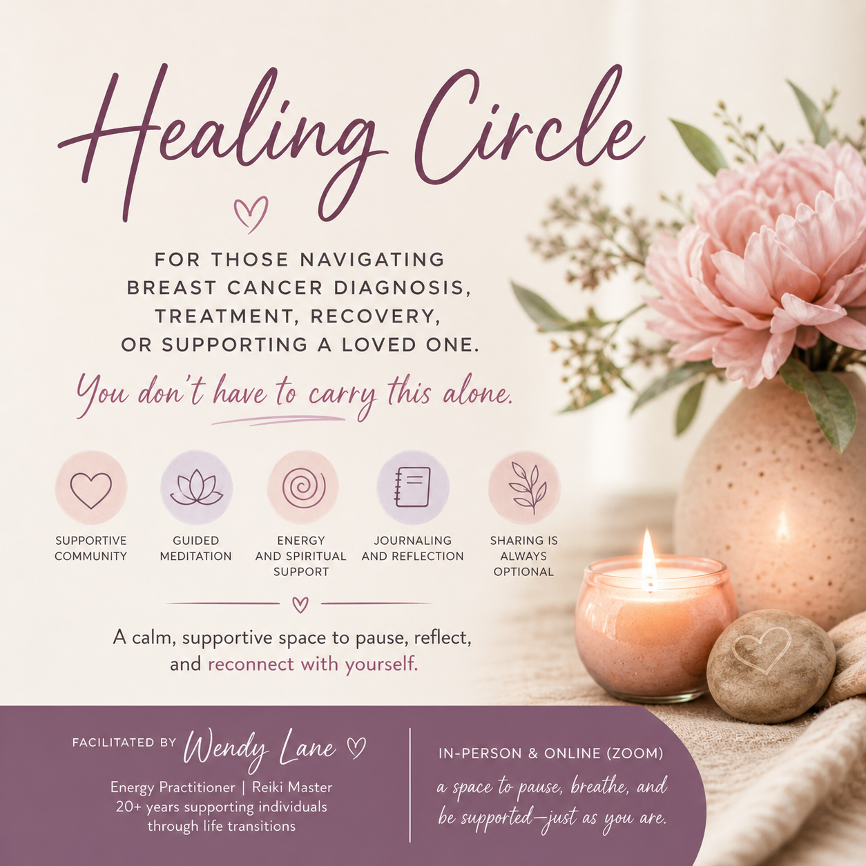 Image of information explaining healing circle details.