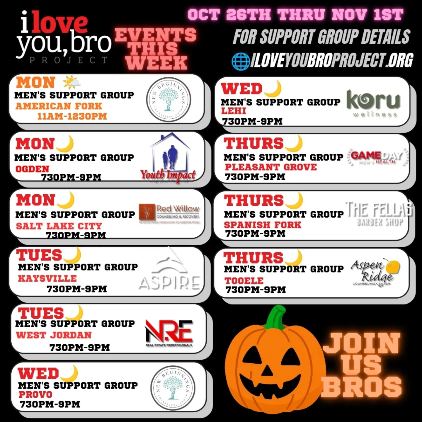 JOIN US THIS WEEK, BROS
iloveyoubroproject.org