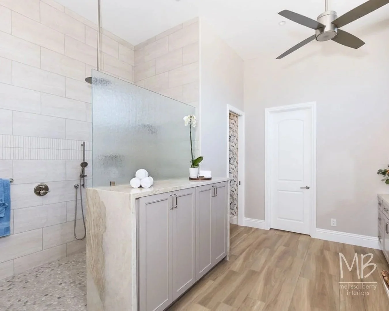 Just finished, this bathroom is one of our favorite transformations yet! We began with a builder-grade bathroom from the aughts that was riddled with water damage, and we finished with a soft, lovely place for the homeowners to care for themselves. W