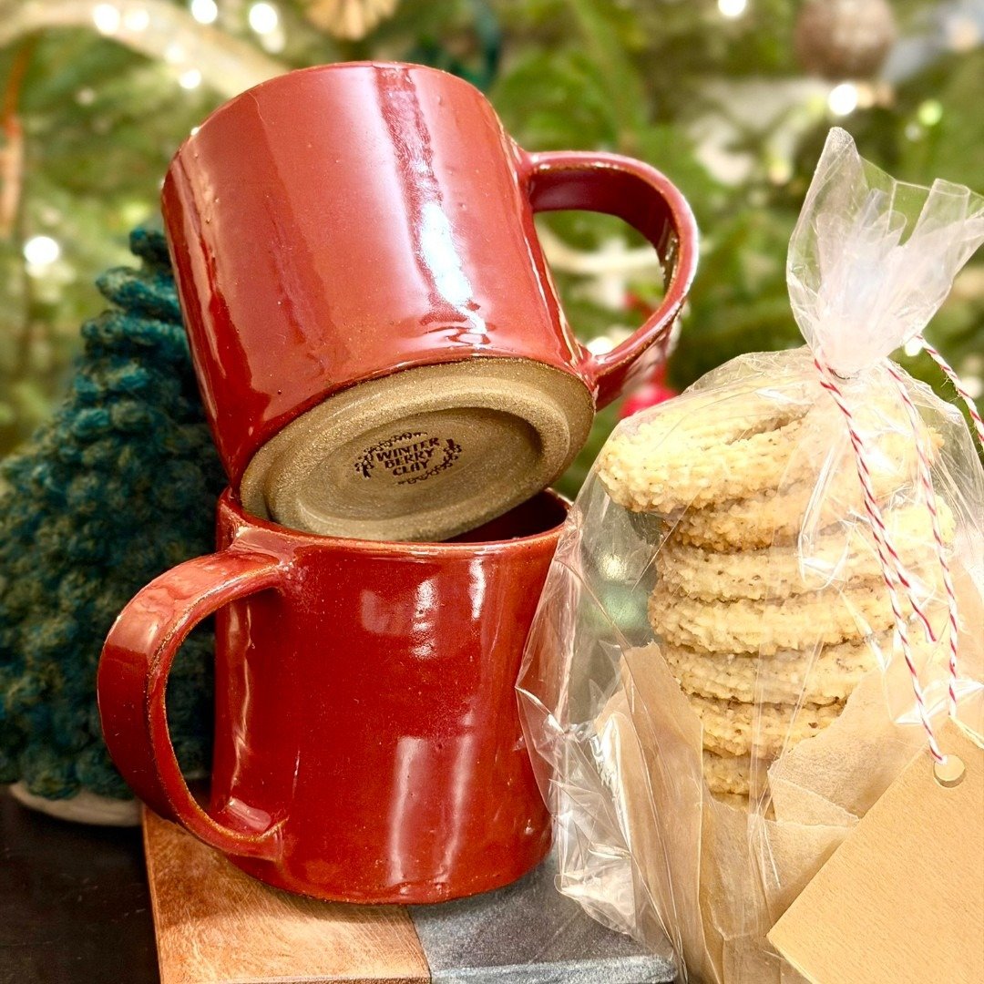 These vibrant yet rustic red mugs went to a good home this holiday season! 

I'm always surprised at the transformation of the glaze during the final firing. Teeny molecules of silica melt and fuse together at a temperature around 2232&deg;F (1222&de