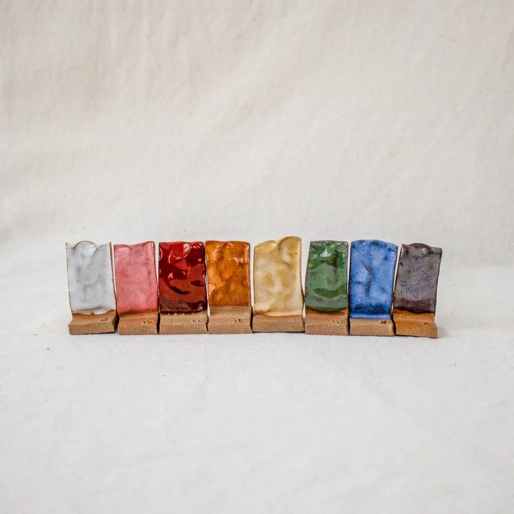 How can you pick just one favorite?!

These are my current glaze offerings - it's taken me many moons searching high and low to find these gems. Each one is a glassy, bold glaze with movement and variations to celebrate the texture of each handbuilt 