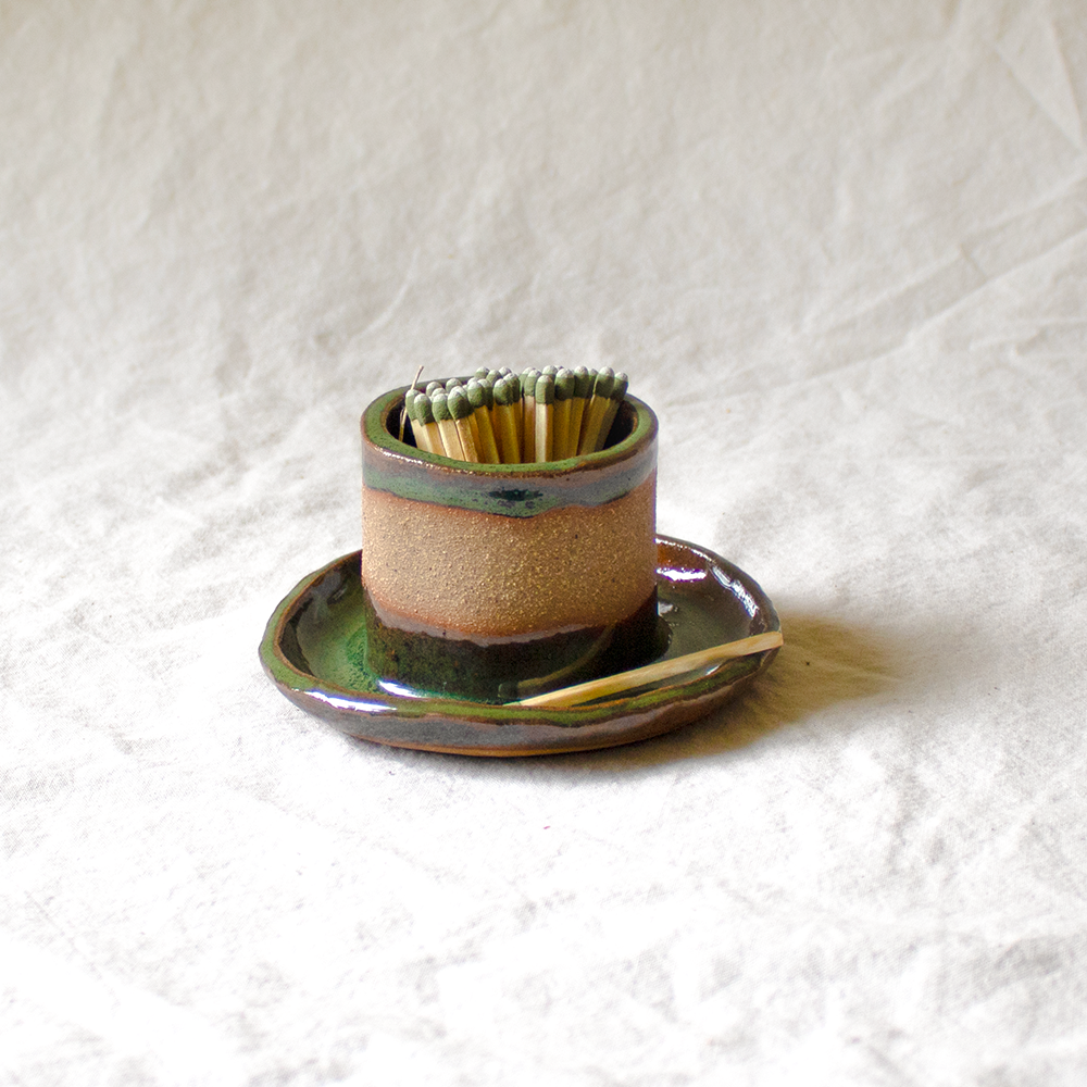Matchstick Holder & Striker - Seaweed Green