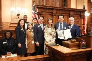 Rep. Anulewicz poses with members of the House Georgia-Taiwan Caucus, including Co-Chair Rep. Gambill, and Director General of the Taipei Economic and Cultural Office Elliot Wang.