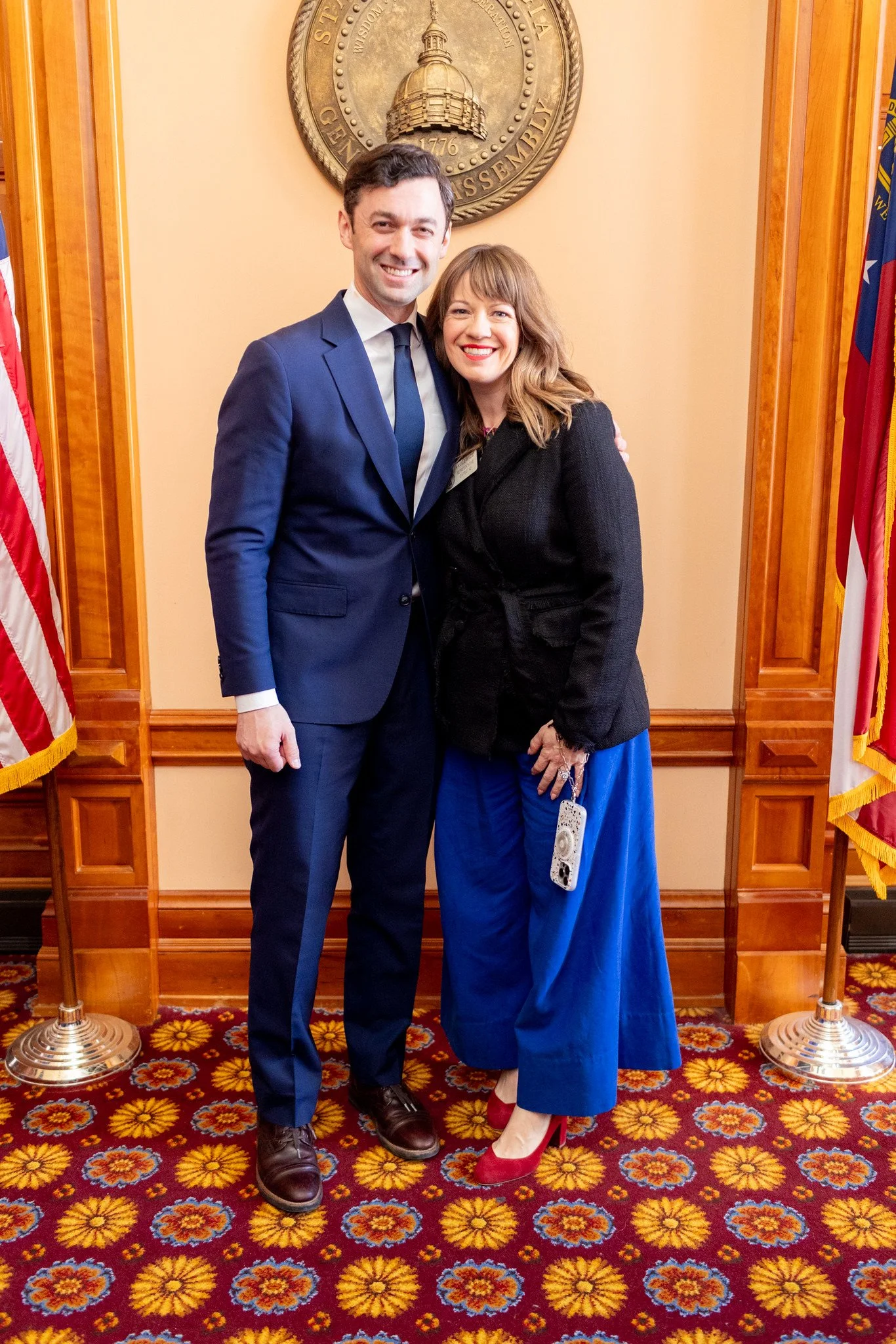 Rep. Anulewicz stands with Senator Jon Ossoff at the State Capitol.