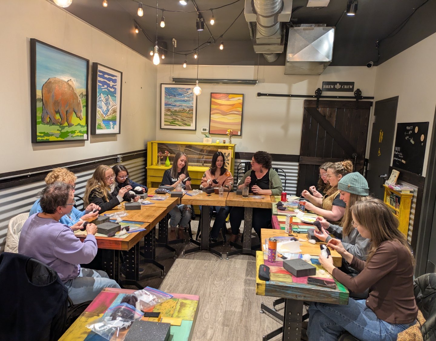 We just finished up our first ever needle felting class. Check out a few of the amazing critters that were discovered hiding inside our wool! 🐧 I'm terrible at remembering to take photos, so missed getting a photo of every project, but they were all