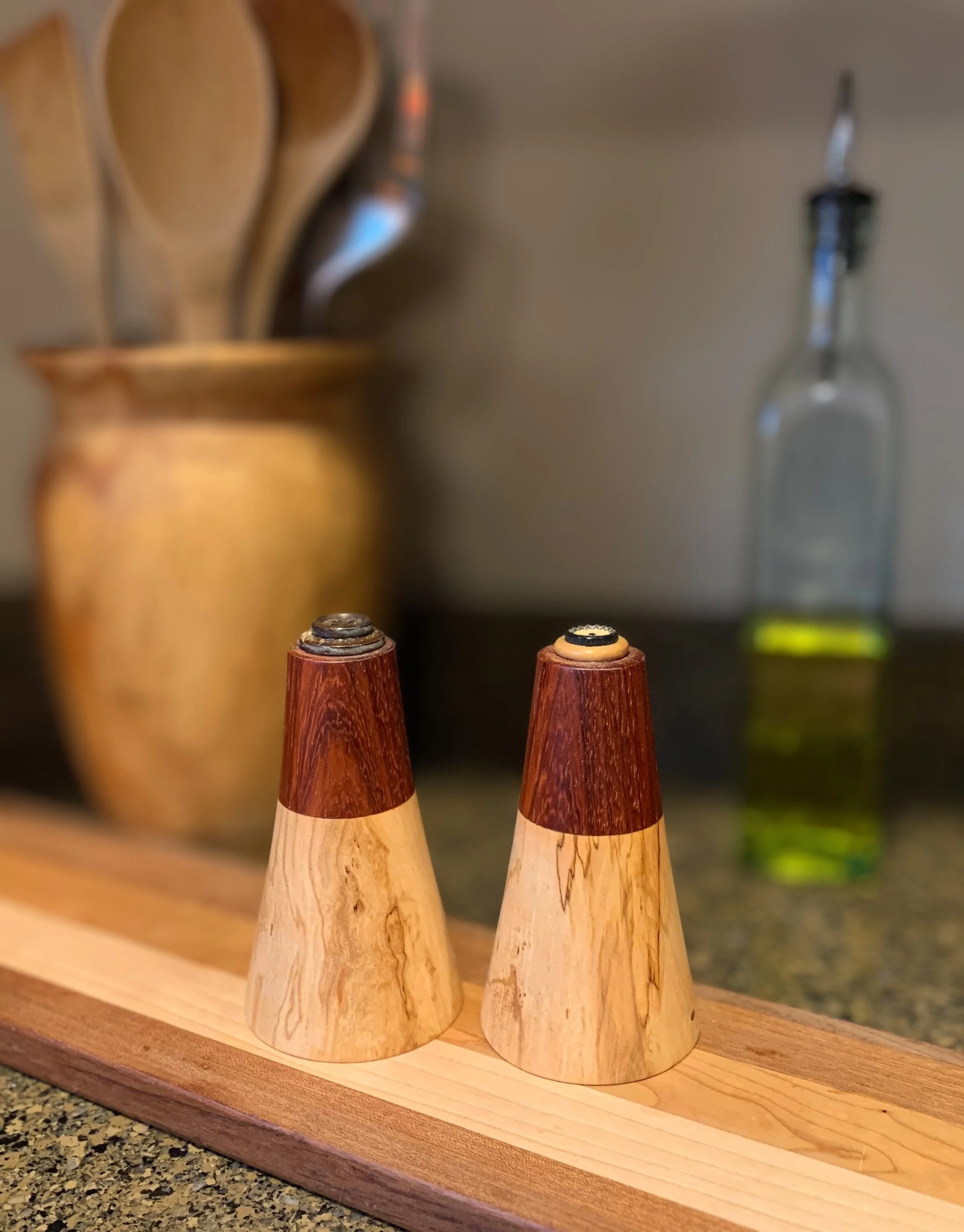 **NEW**  Button Shakers - Spalted maple and Padduk