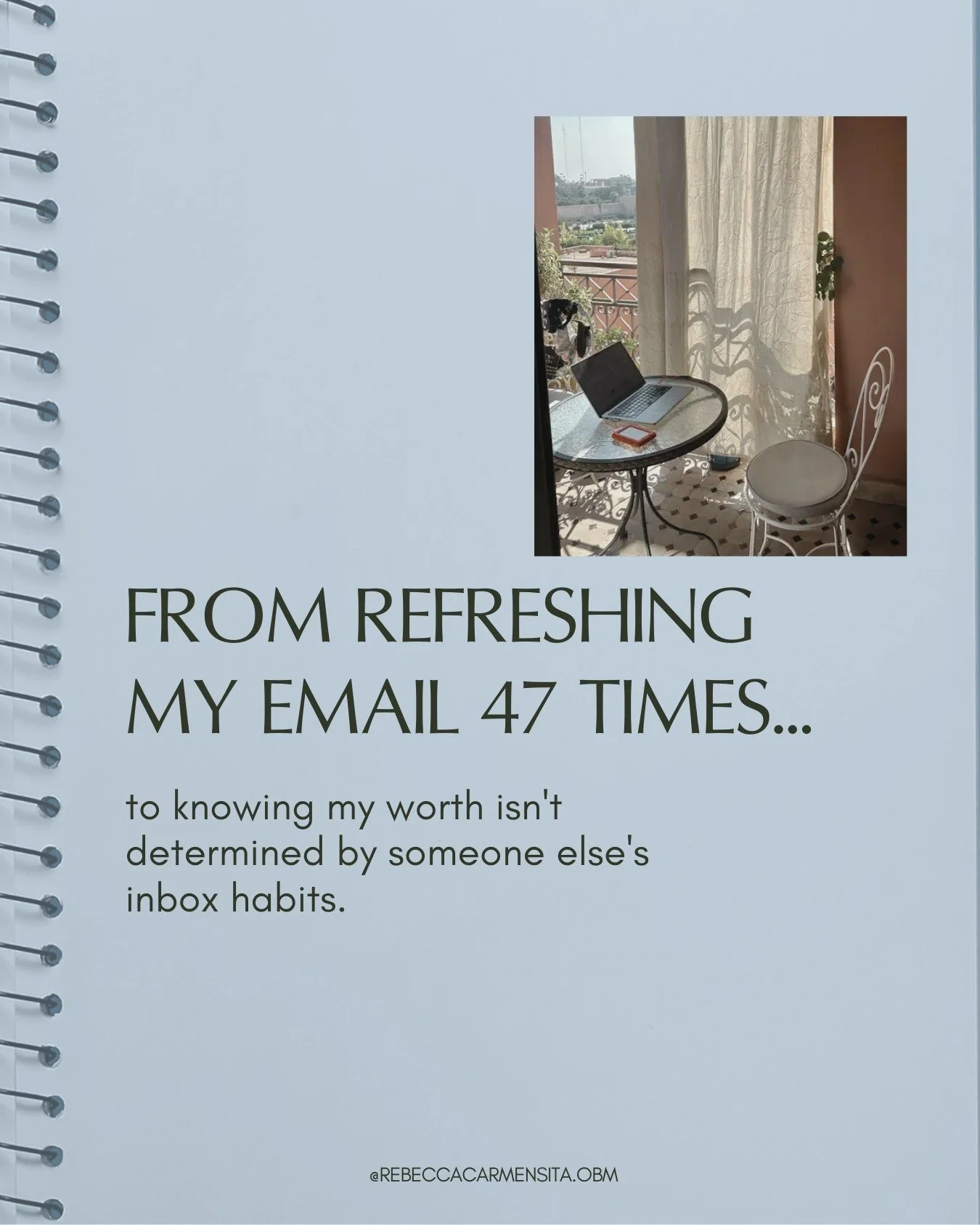 I used to be the girl who would refresh her email 47 times waiting for a client response, then immediately spiral into &quot;they hate me, my work sucks, I should just get a corporate job&quot; territory.

Now I'm the girl who sends a follow-up email