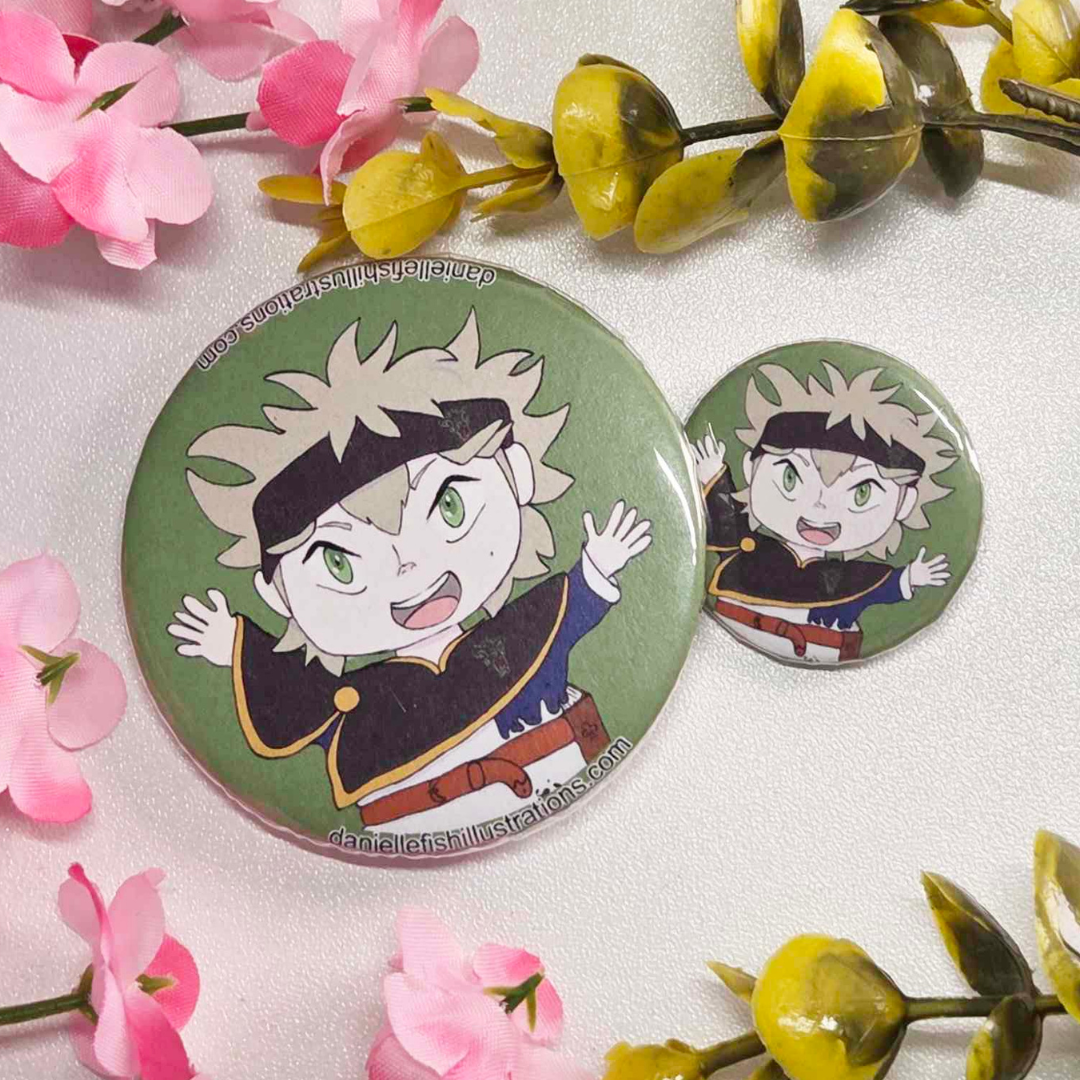 Black Clover Asta Pin Button