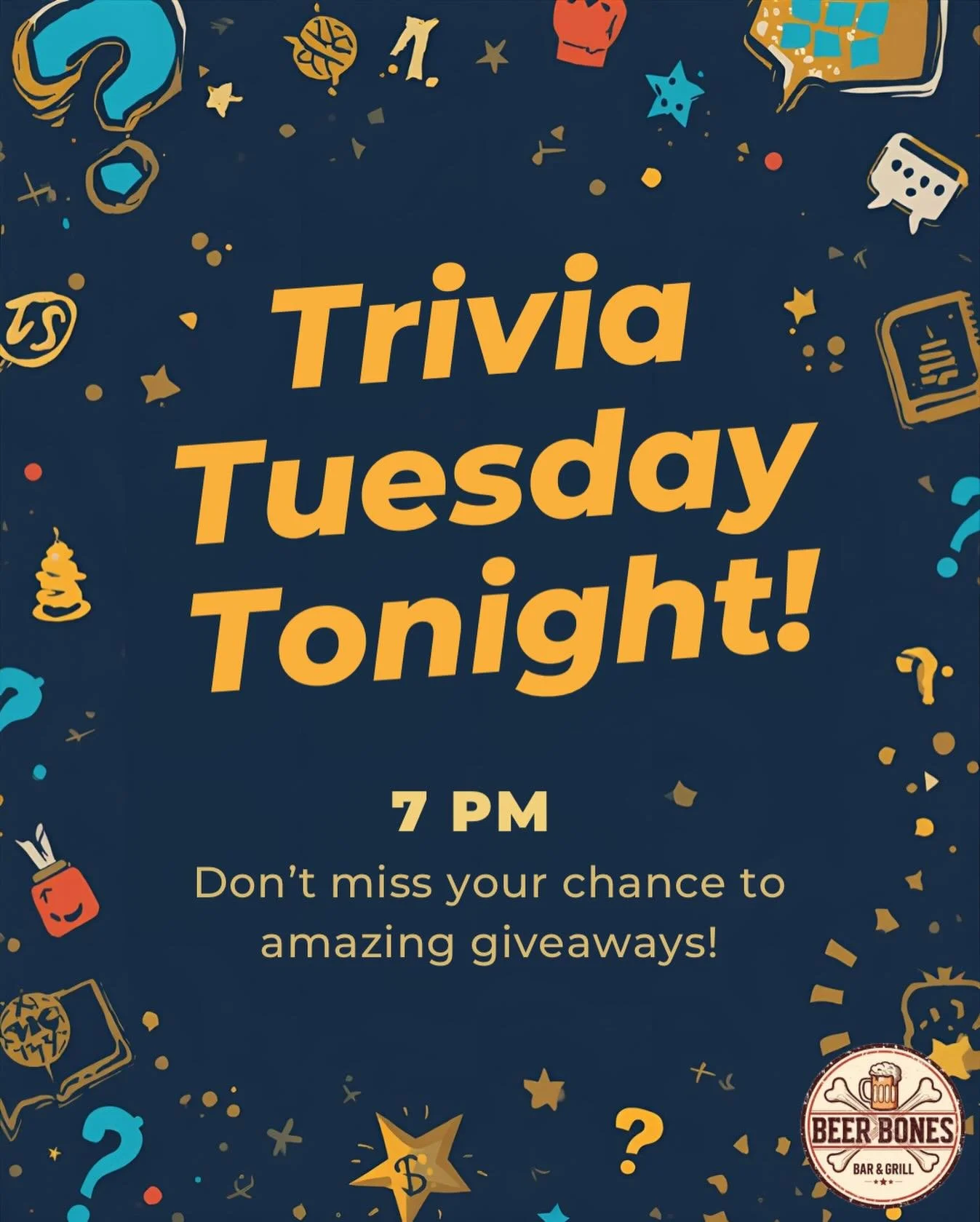 Join us for trivia tonight at 7pm! Call ahead to reserve your table🍻