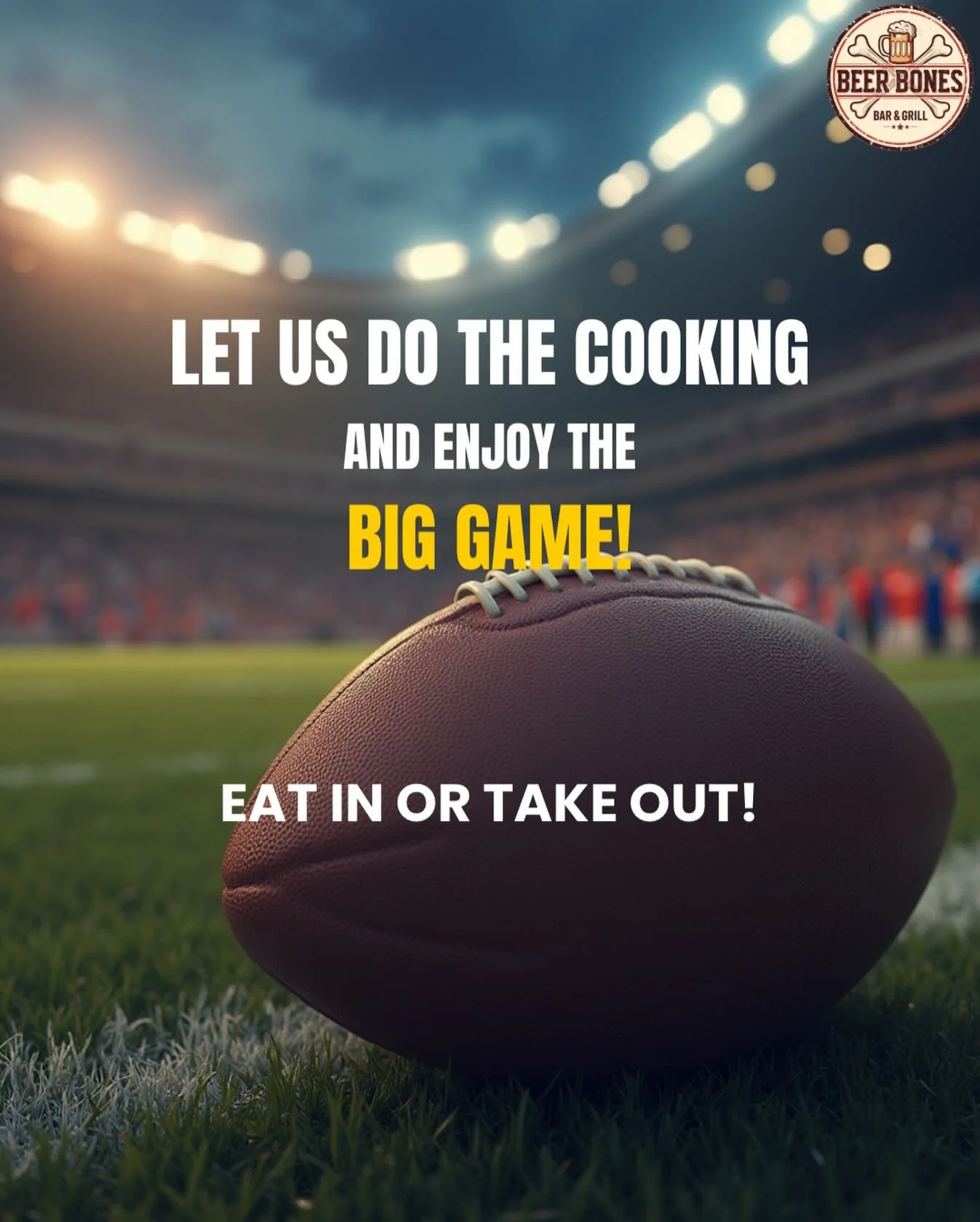 Call in your takeout orders or join us in person for the Super Bowl tonight!🍻