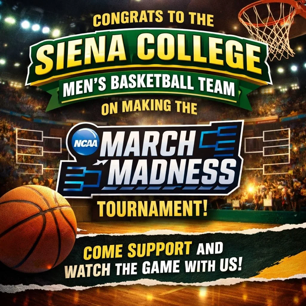 Congrats to the Siena Saints on making the March Madness tournament! Come celebrate with us!🏀🍻