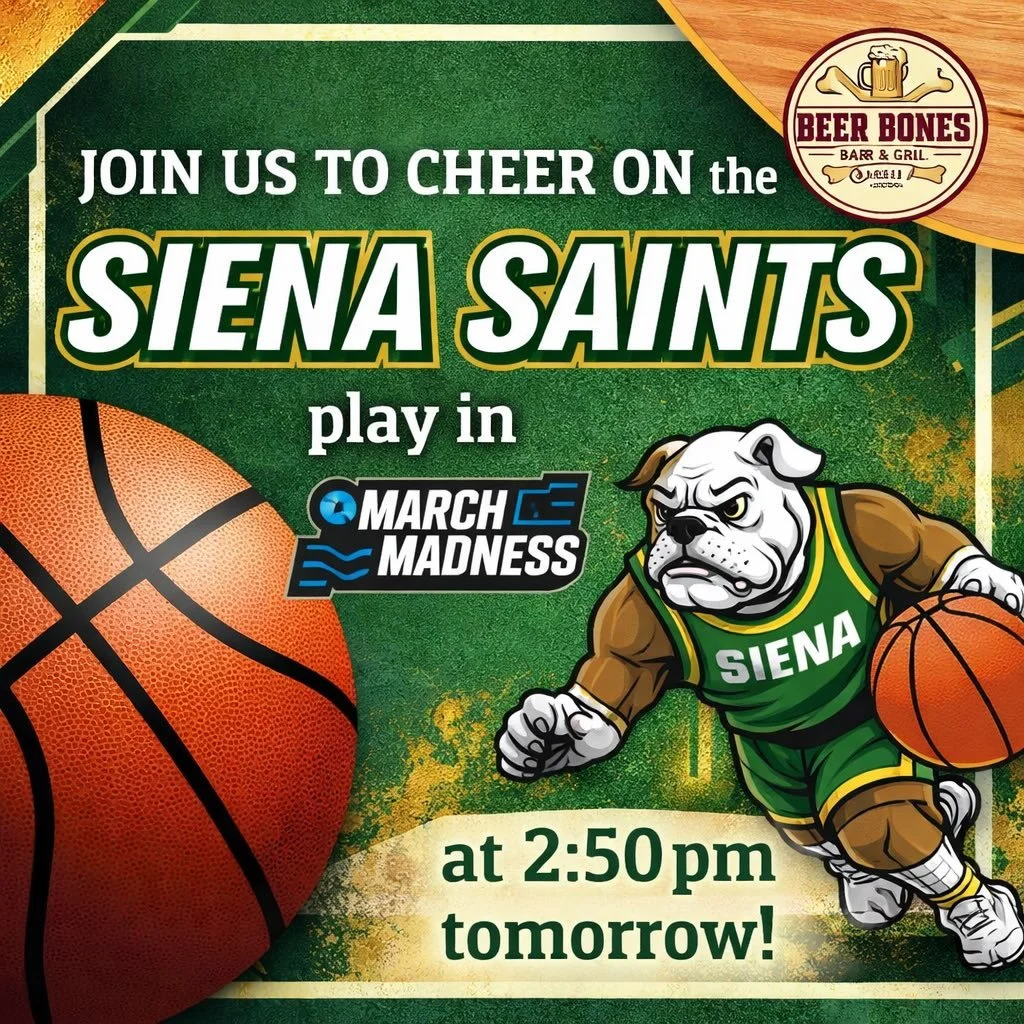 Join us for a watch party tomorrow at 2:50 pm to cheer on our Siena Saints!