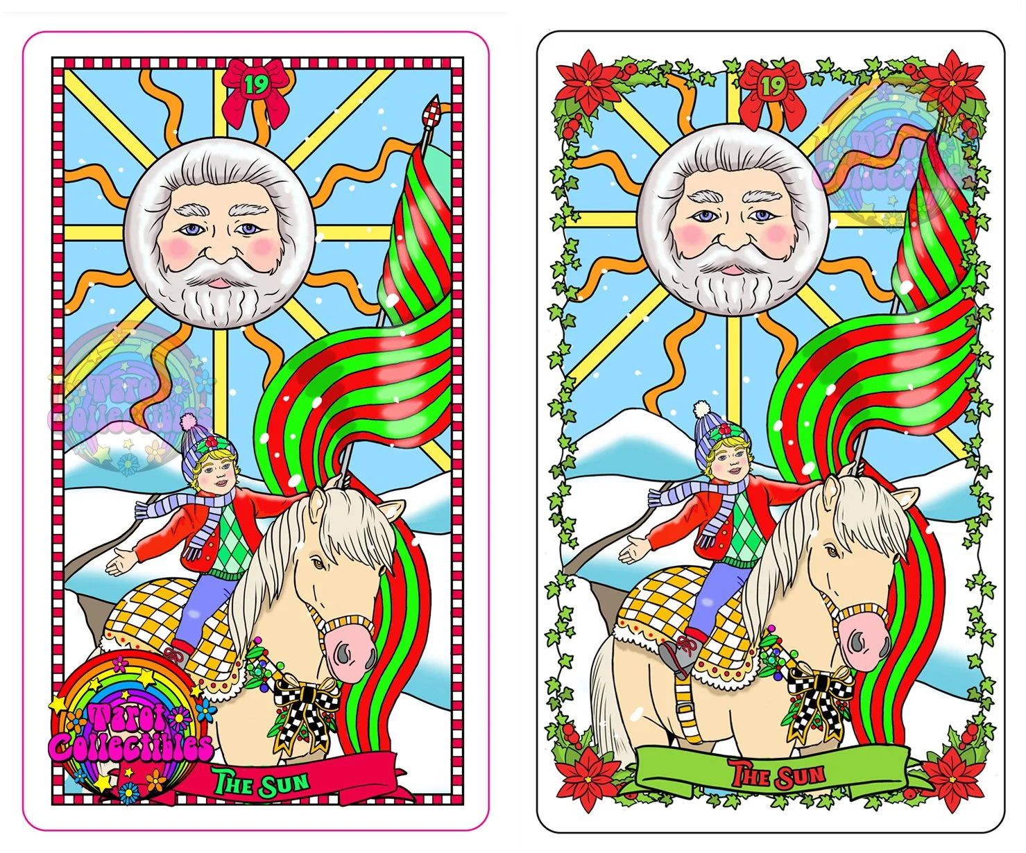 The Sun card From Waite's Wonderful Winterland Tarot.